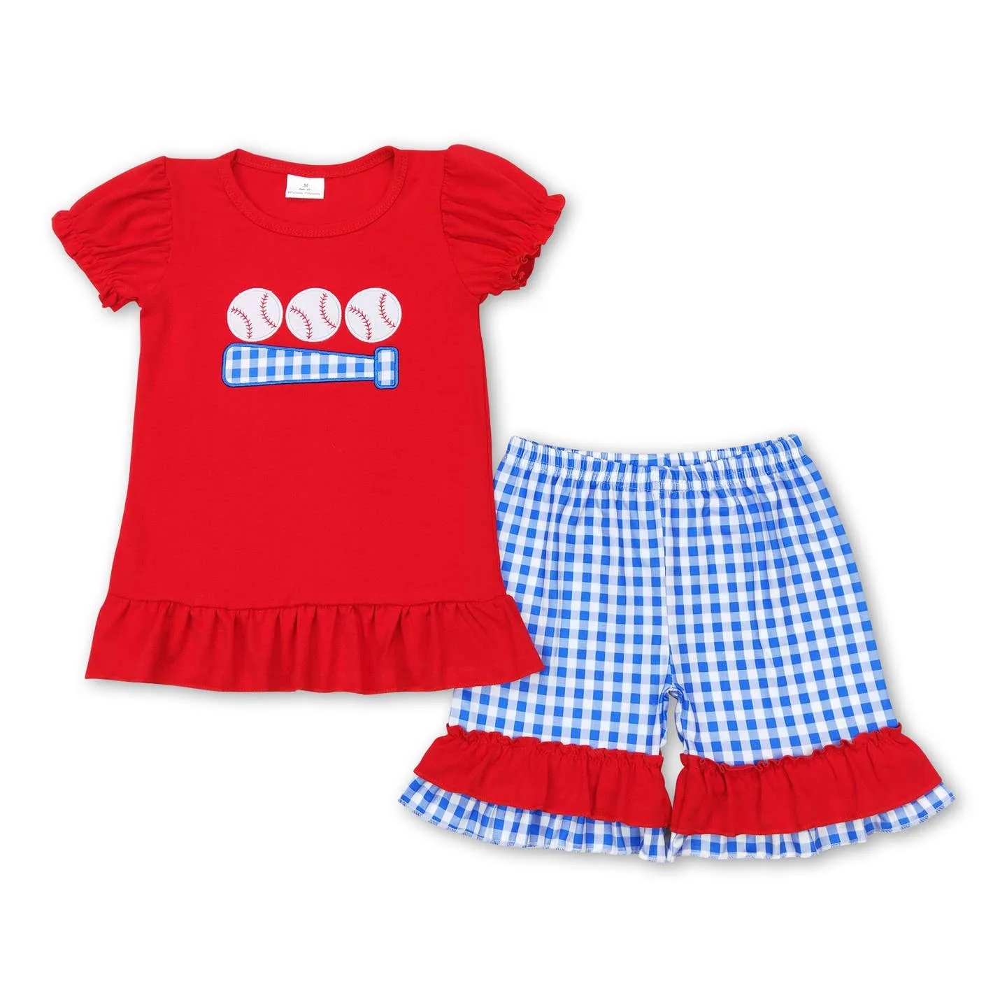 Girls Plaid Baseball Set