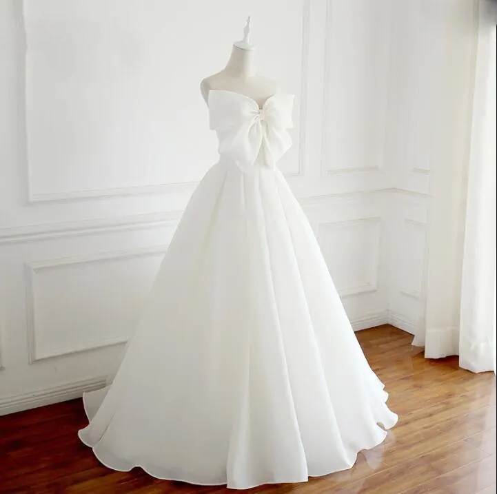Glamorous Unique New Design White A-line Elegant Formal Weeding Dresses with Bow , WD0273