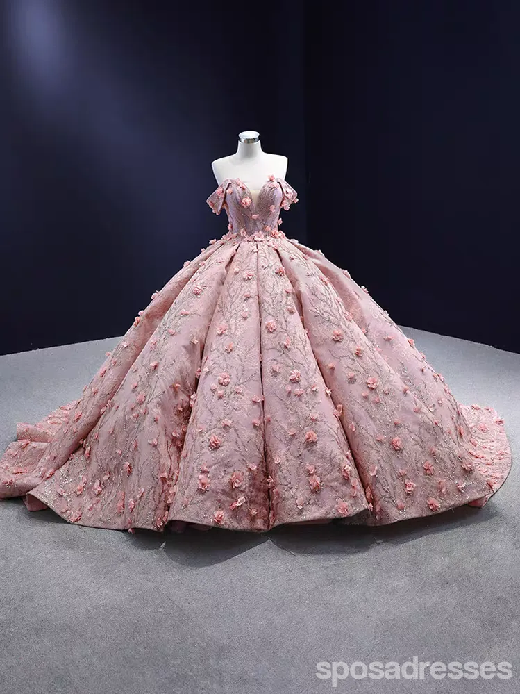Gorgeous Pink A-line  Off Shoulder Long Party Prom Dresses Ideas,Evening Gowns,13703