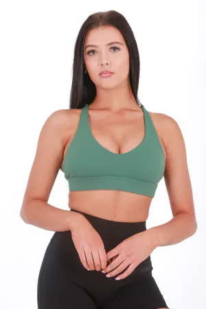 Gym bunny Luna Cross back bra top- Green