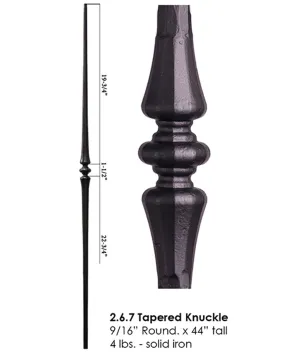HF 2.6.7  Single Knuckle Tapered Round Hammered Iron Baluster