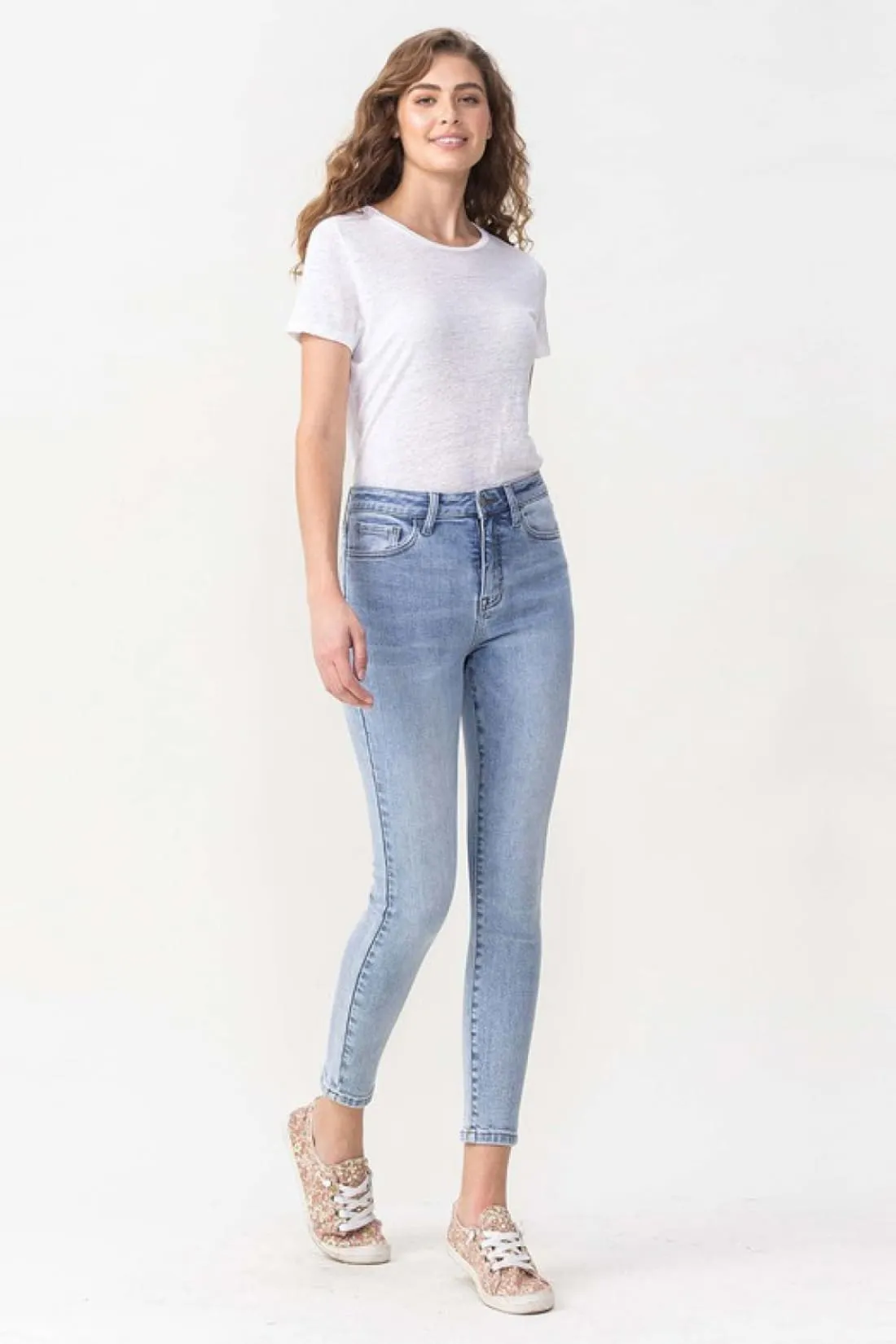 High Rise Light Wash Crop Skinny Jeans
