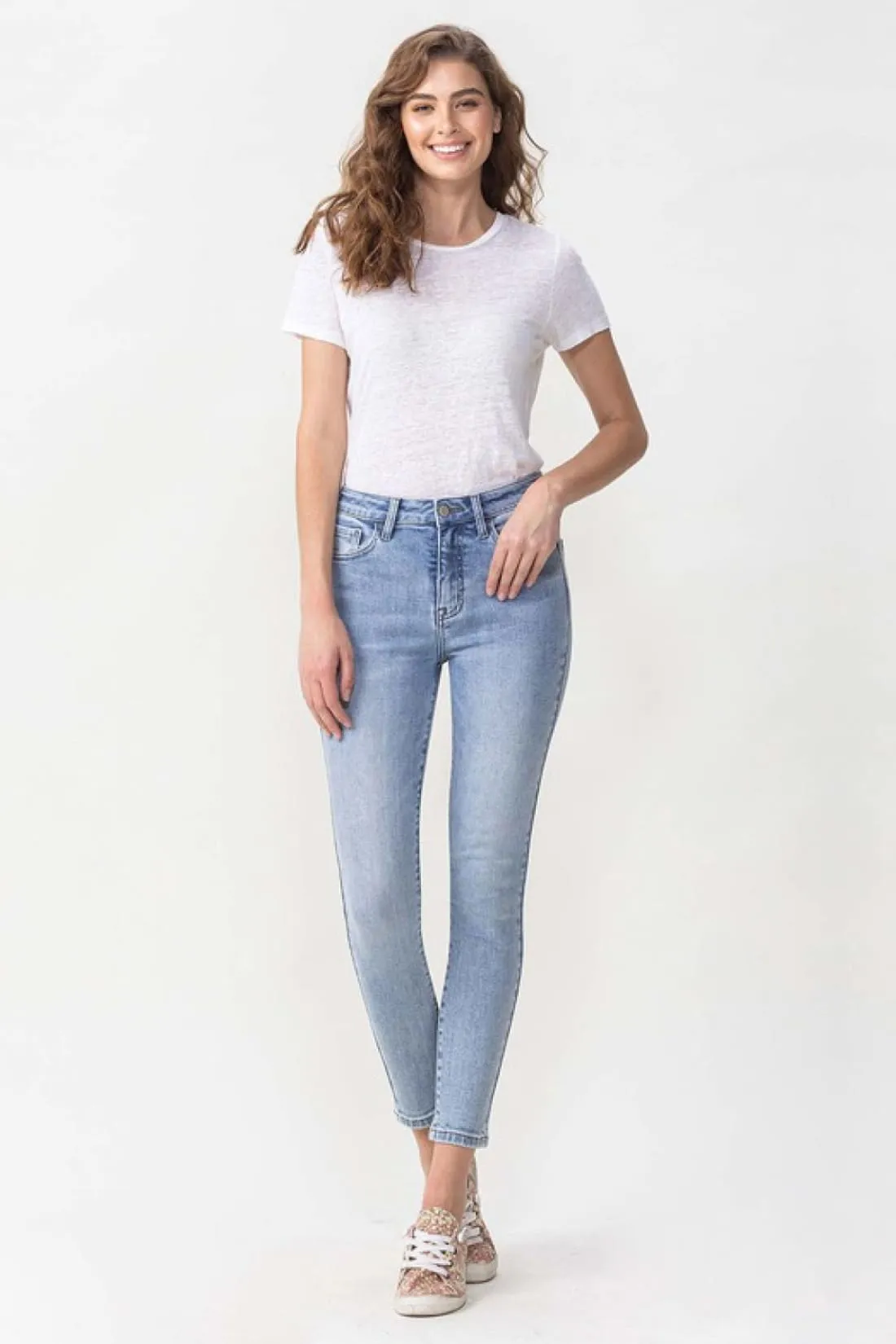 High Rise Light Wash Crop Skinny Jeans