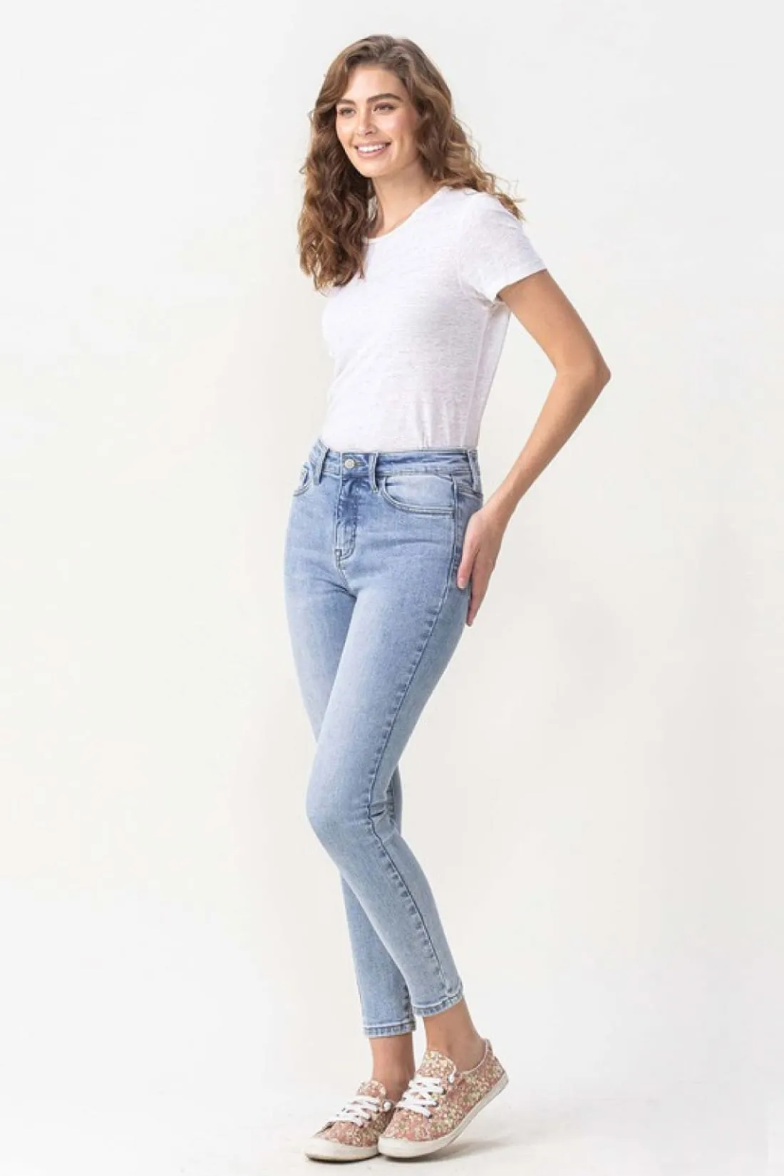 High Rise Light Wash Crop Skinny Jeans
