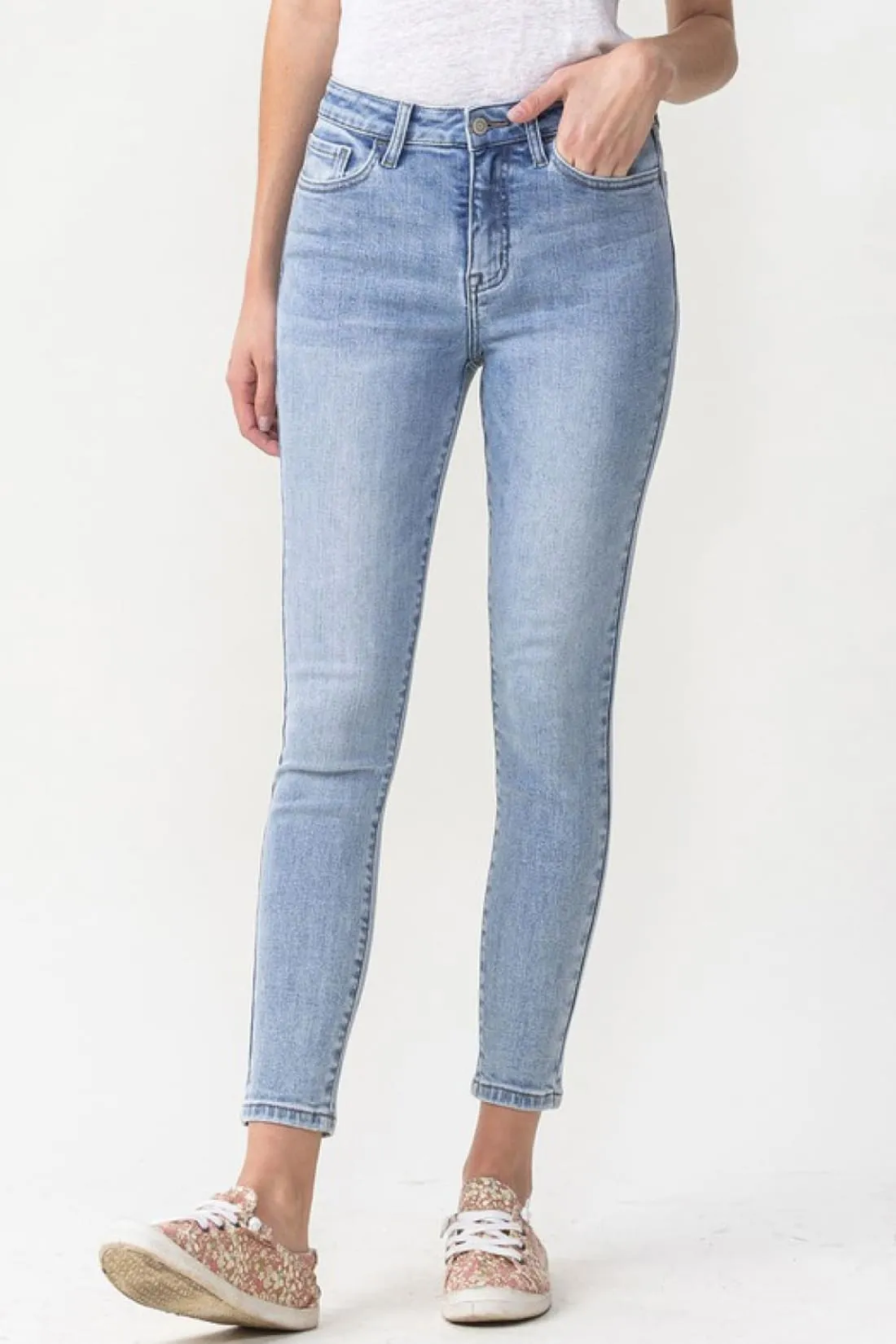High Rise Light Wash Crop Skinny Jeans