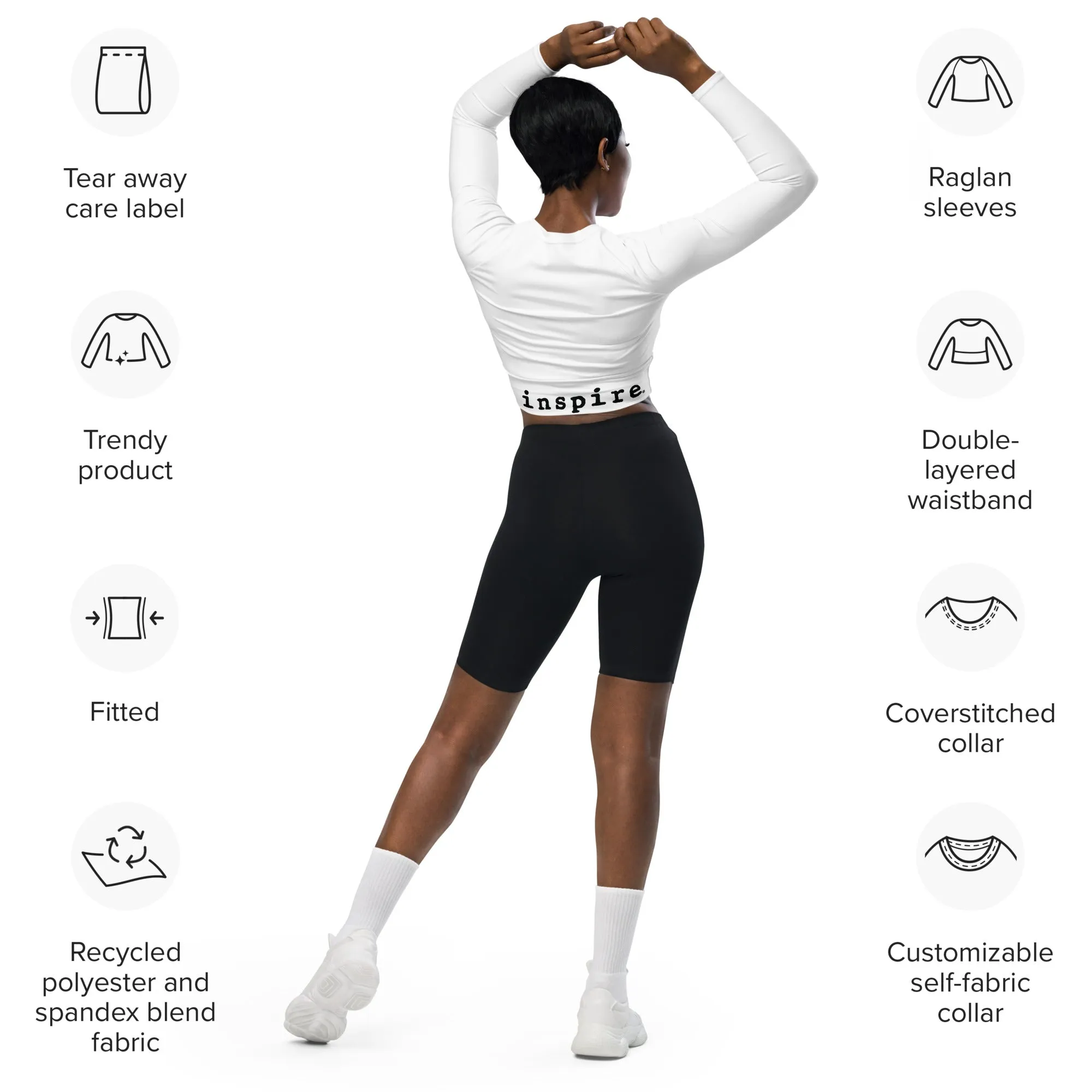 inspire Black Logo Original Recycled long-sleeve crop top