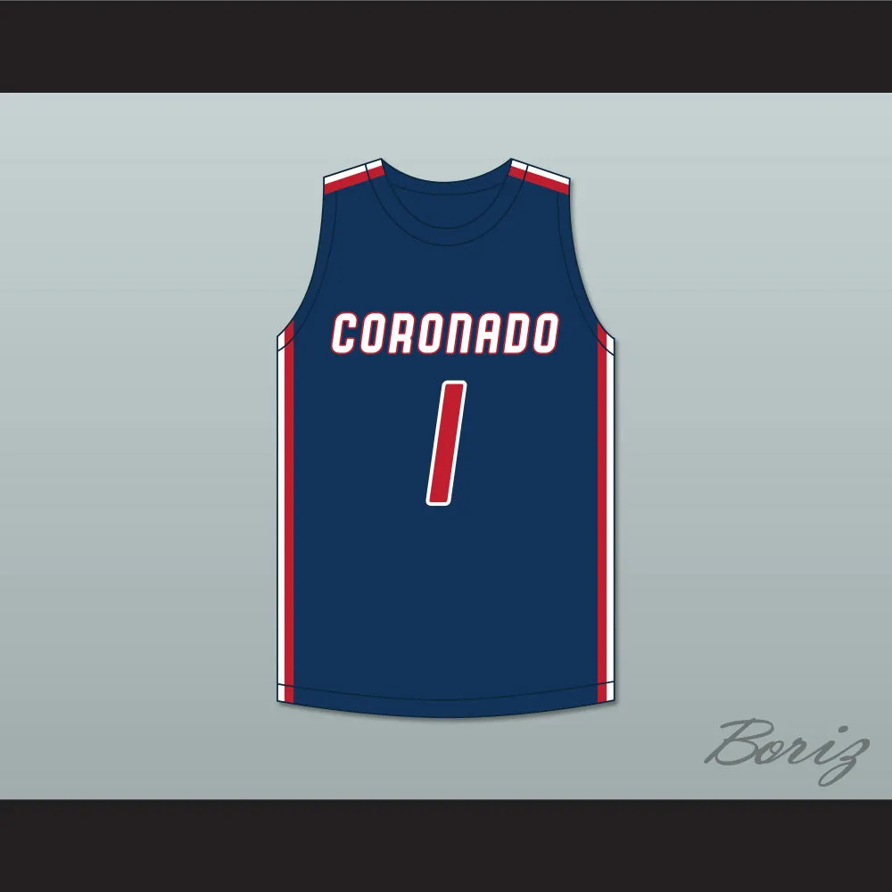 Jaden Hardy 1 Coronado High School Cougars Navy Blue Basketball Jersey 1
