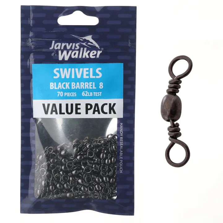 Jarvis Walker Black Barrel Swivels Value Pack