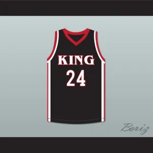 Kawhi Leonard 24 Martin Luther King High School Wolves Black Basketball Jersey 5