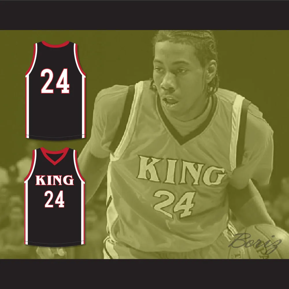Kawhi Leonard 24 Martin Luther King High School Wolves Black Basketball Jersey 5
