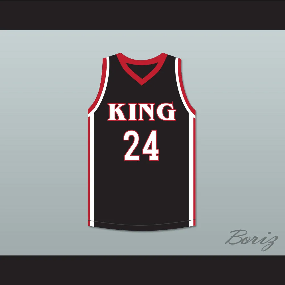 Kawhi Leonard 24 Martin Luther King High School Wolves Black Basketball Jersey 5