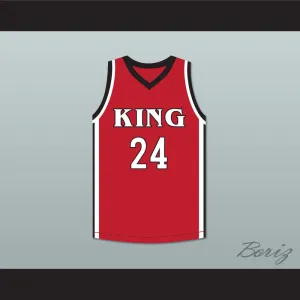 Kawhi Leonard 24 Martin Luther King High School Wolves Red Basketball Jersey 4