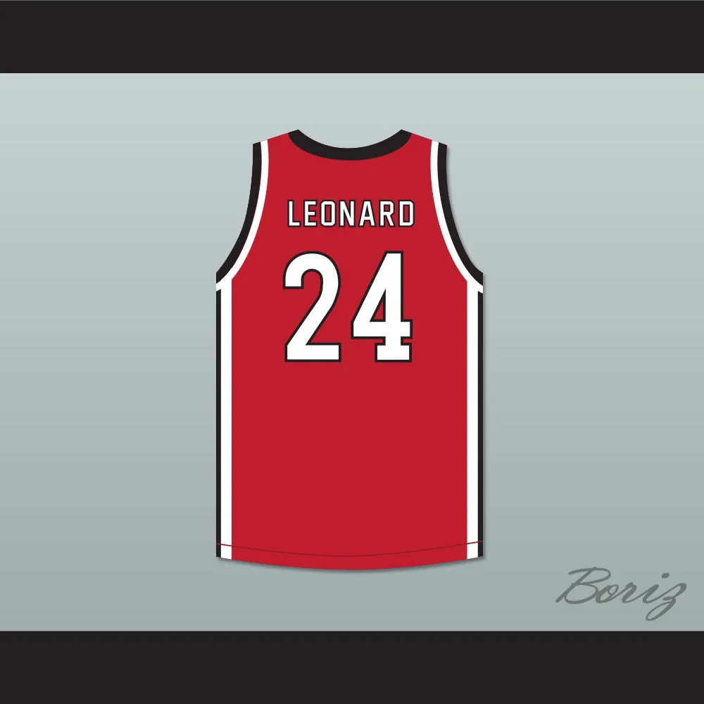 Kawhi Leonard 24 Martin Luther King High School Wolves Red Basketball Jersey 4