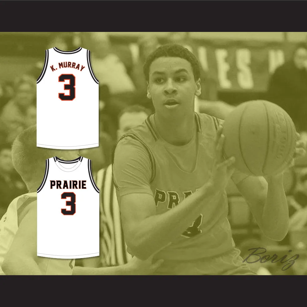 Keegan Murray 3 Prairie High School Hawks White Basketball Jersey 2