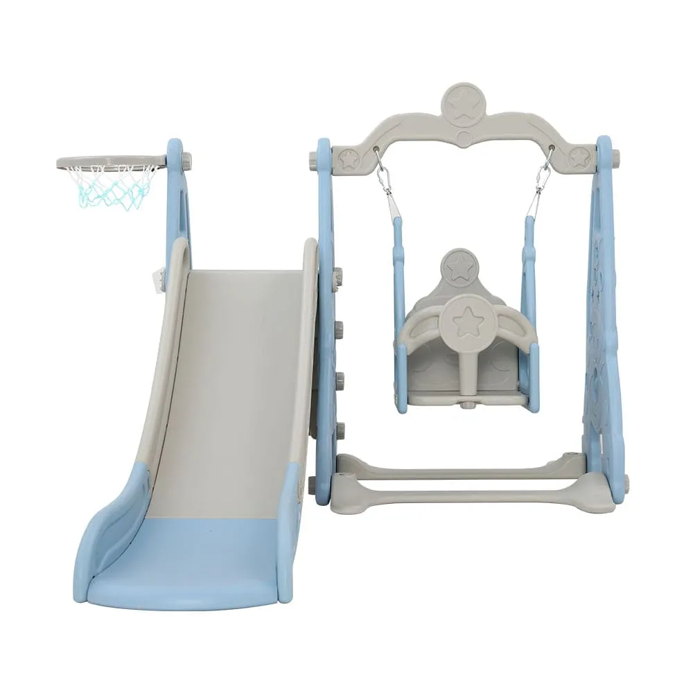 Keezi Kids Slide Swing Set Basketball Hoop Outdoor Playground Toys 170cm Blue - ONLINE ONLY