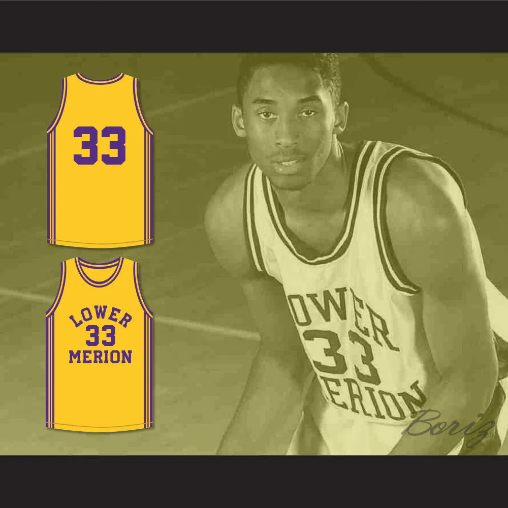 Kobe Bryant 33 Lower Merion High School Aces Yellow Basketball Jersey 1