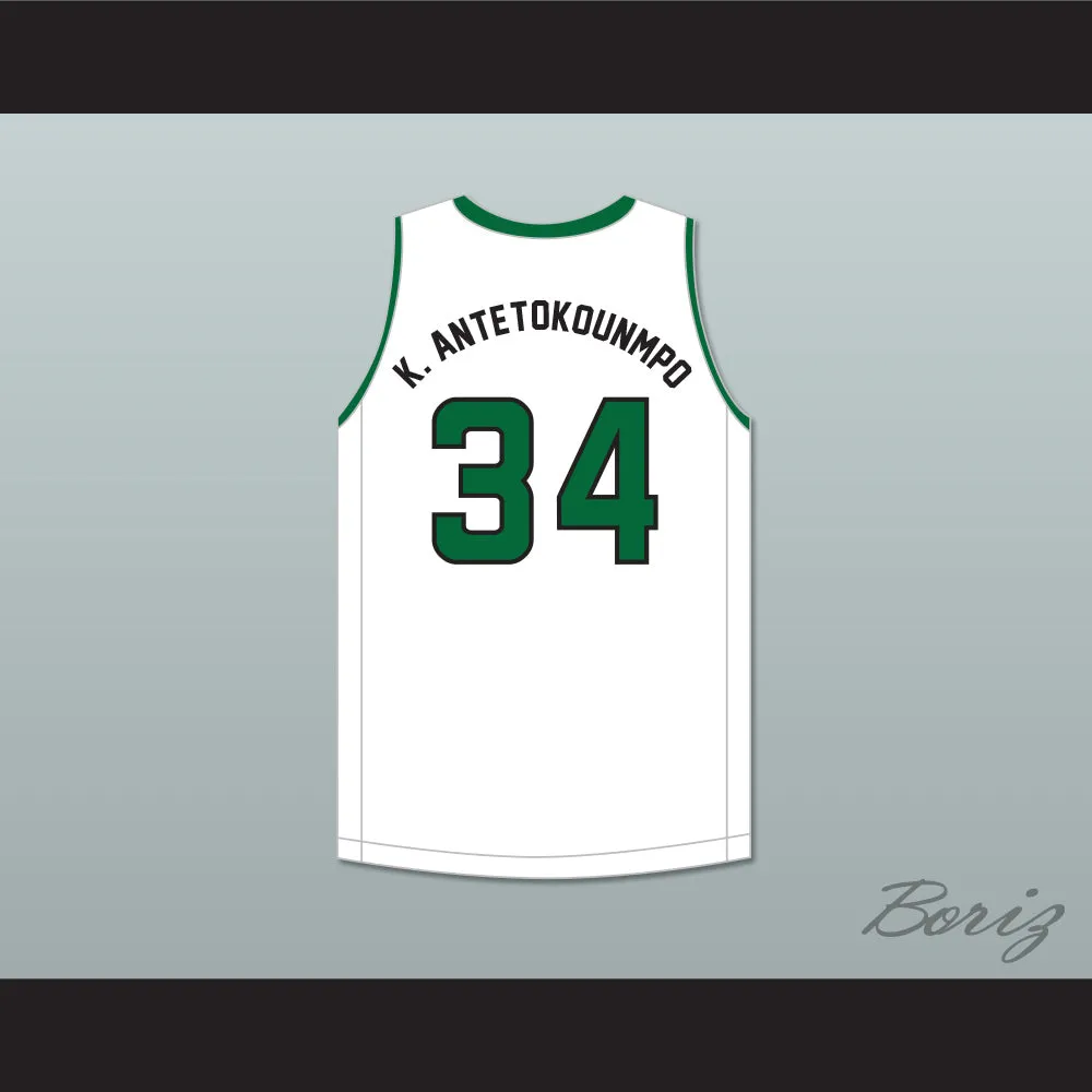 Kostas Antetokounmpo 34 Dominican High School Knights White Basketball Jersey 2