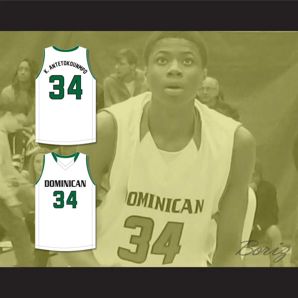 Kostas Antetokounmpo 34 Dominican High School Knights White Basketball Jersey 2