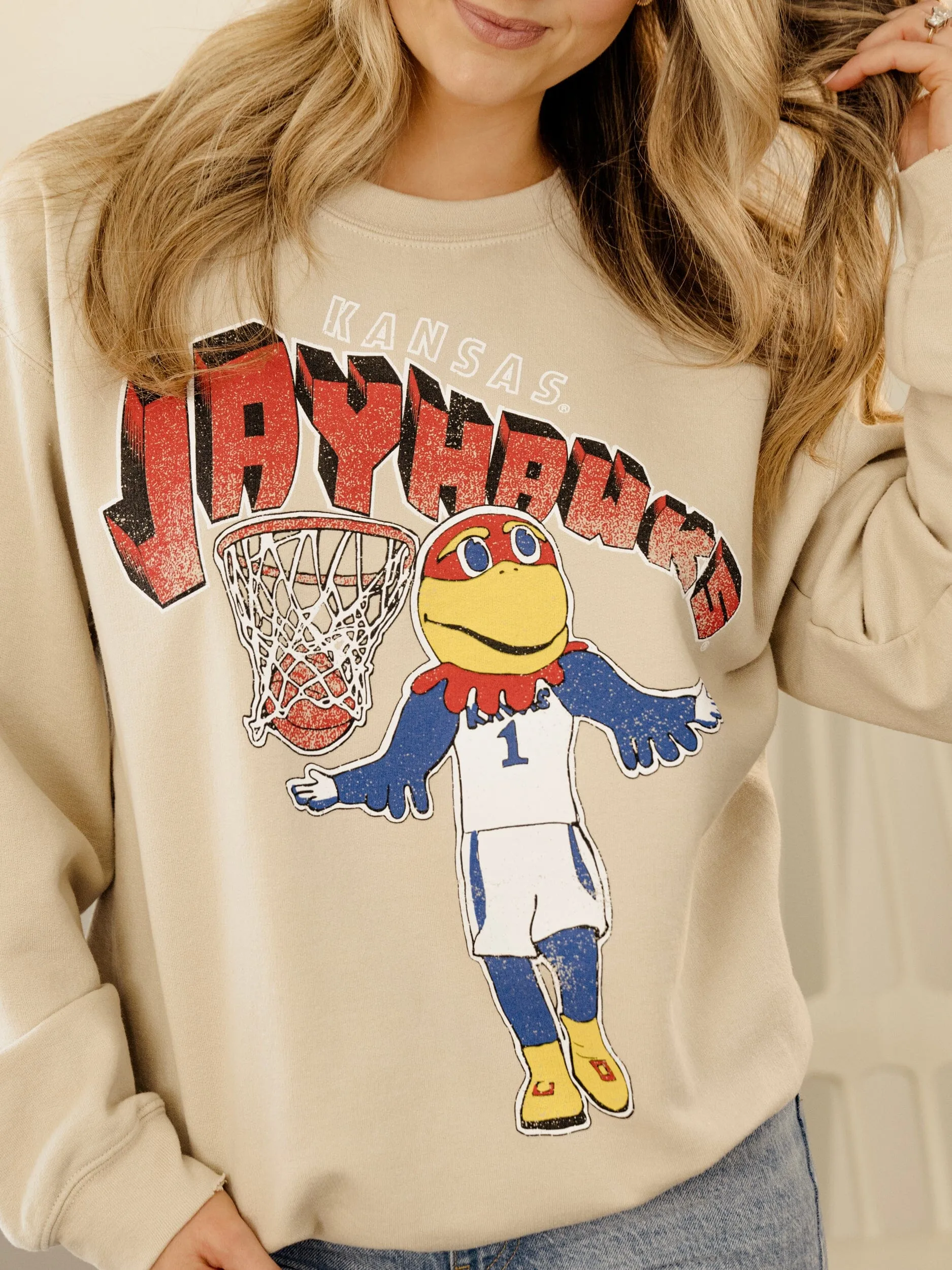 KU Jayhawks Mascot Dunk Sand Thrifted Sweatshirt
