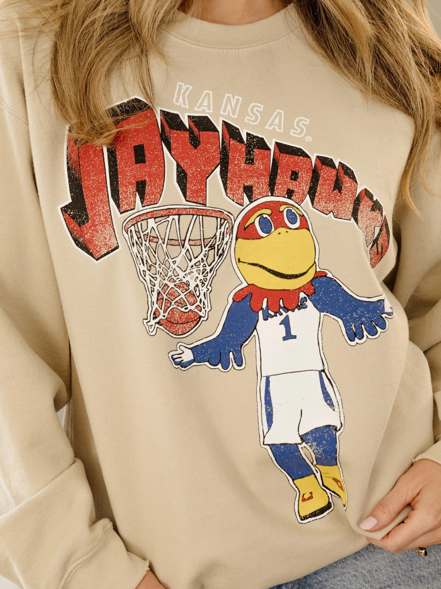 KU Jayhawks Mascot Dunk Sand Thrifted Sweatshirt