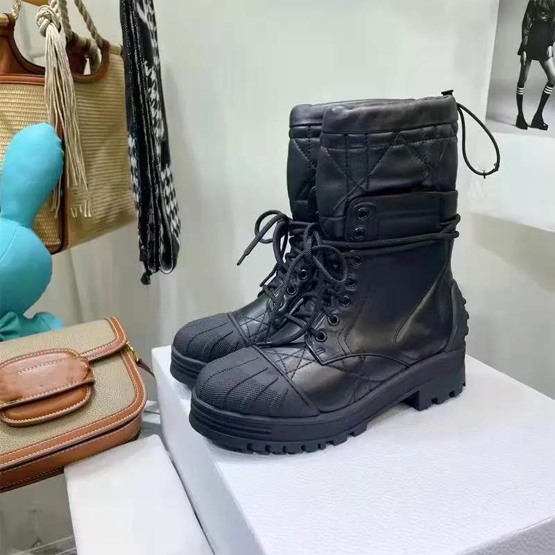 Ladies Short Boots Solid Color Platform Square Heel Women Shoes