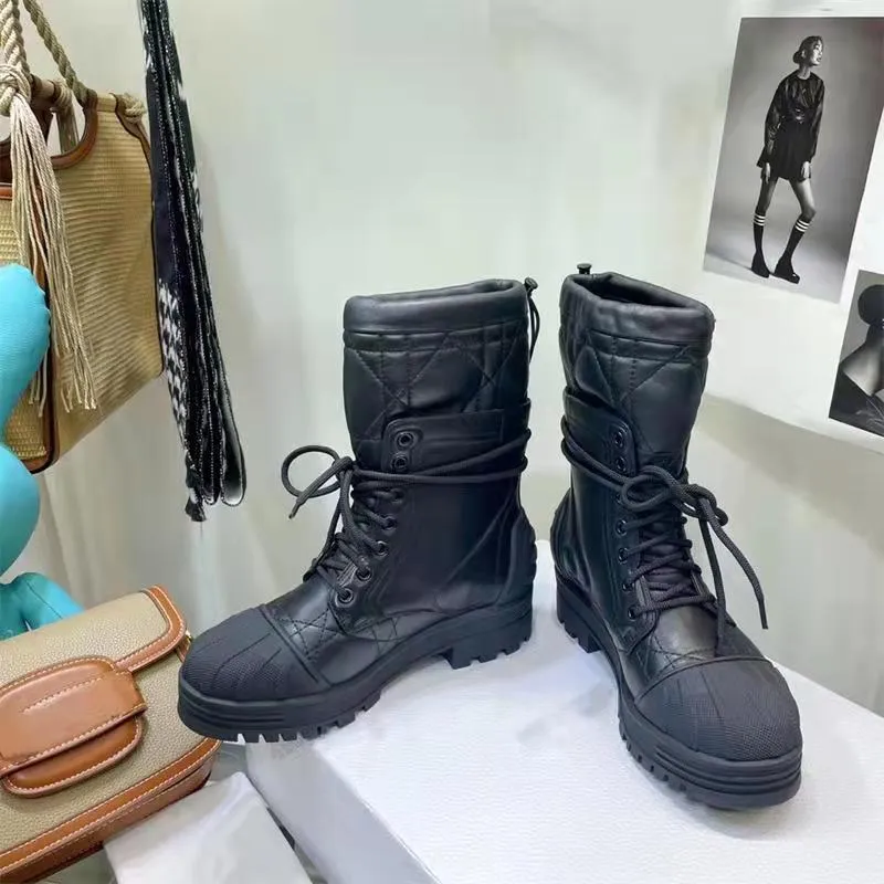 Ladies Short Boots Solid Color Platform Square Heel Women Shoes