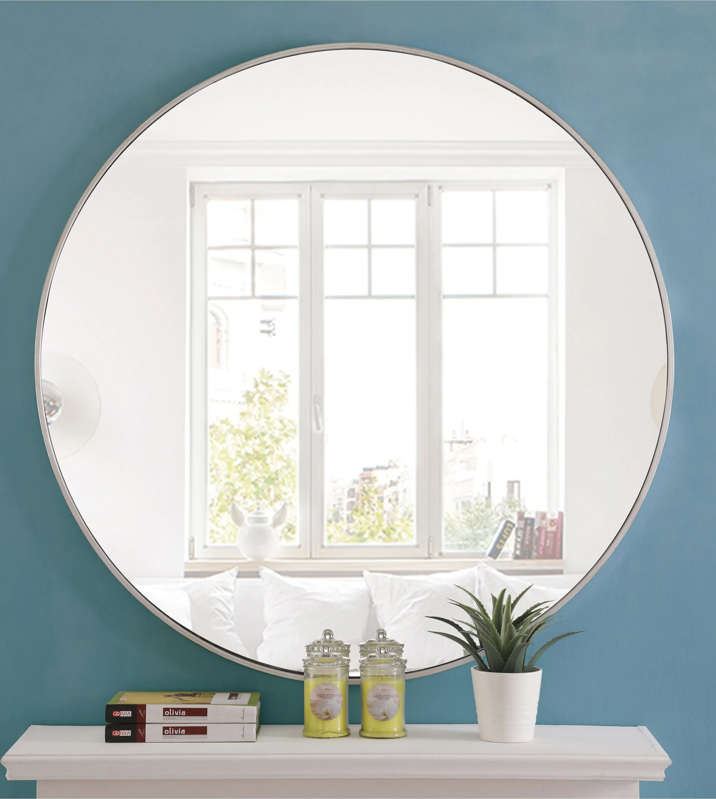 Large 39 Inch Round Silver Mirror by Elegant! Over 3 Feet in Diameter! Retails $426 W/Tax!