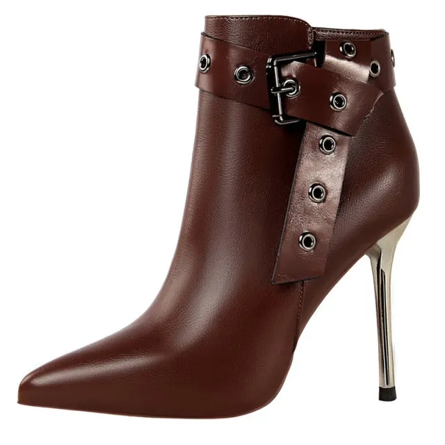 Leather Ankle Boots-Knight Boots