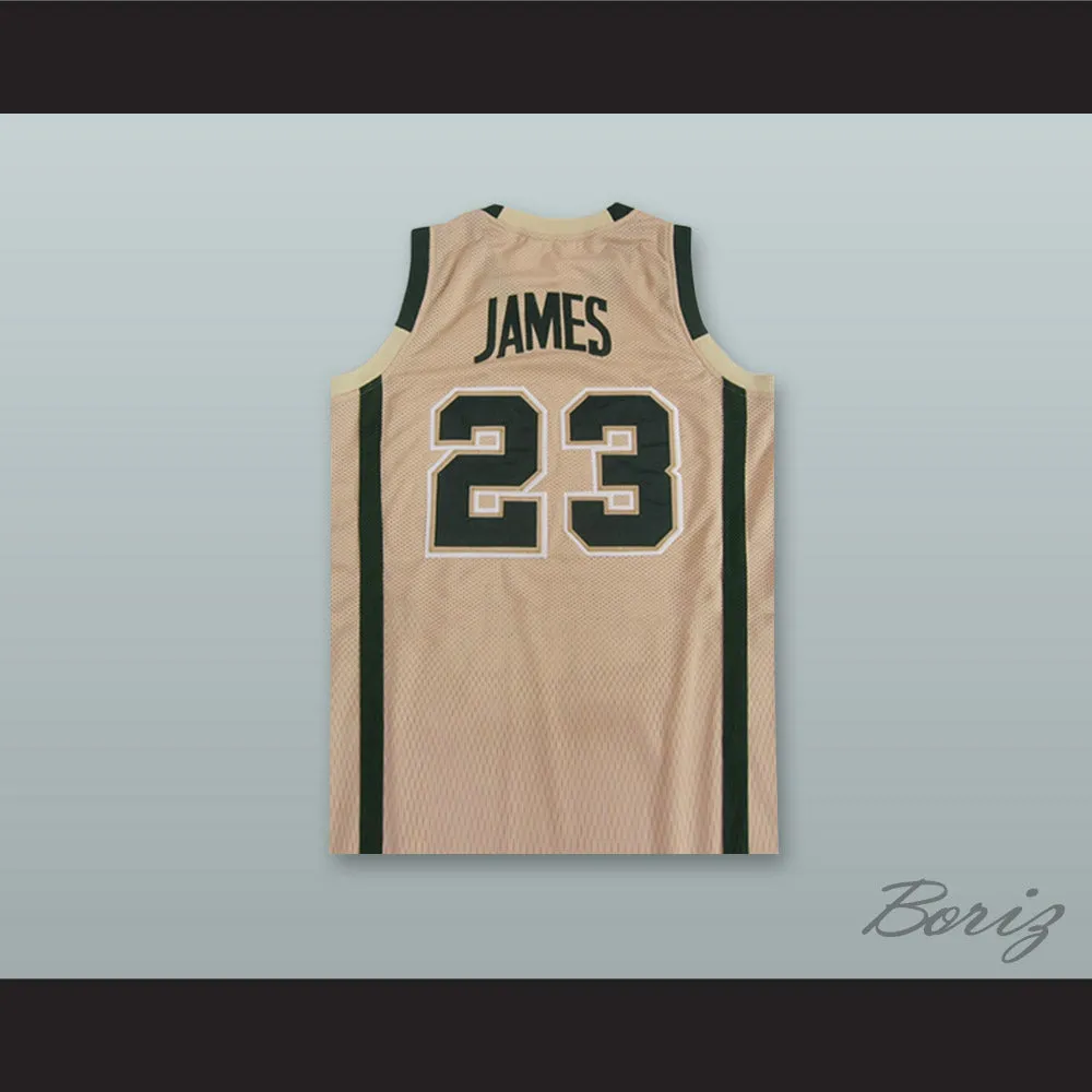 Lebron James 23 St. Vincent–St. Mary High School Fighting Irish Tan Basketball Jersey