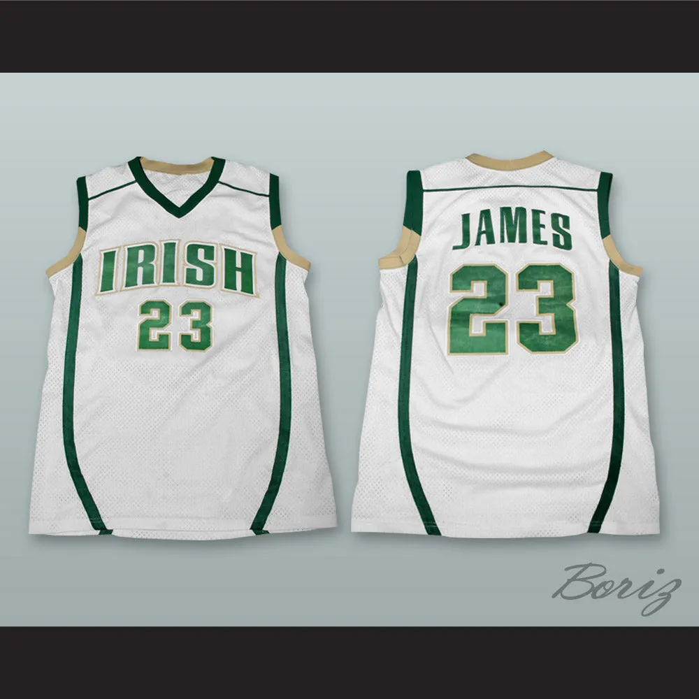 Lebron James 23 St. Vincent–St. Mary High School Fighting Irish White Basketball Jersey