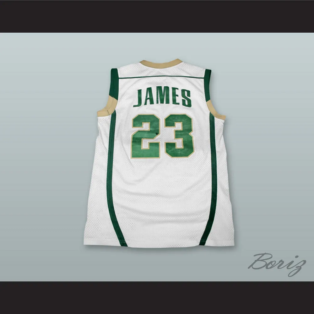 Lebron James 23 St. Vincent–St. Mary High School Fighting Irish White Basketball Jersey
