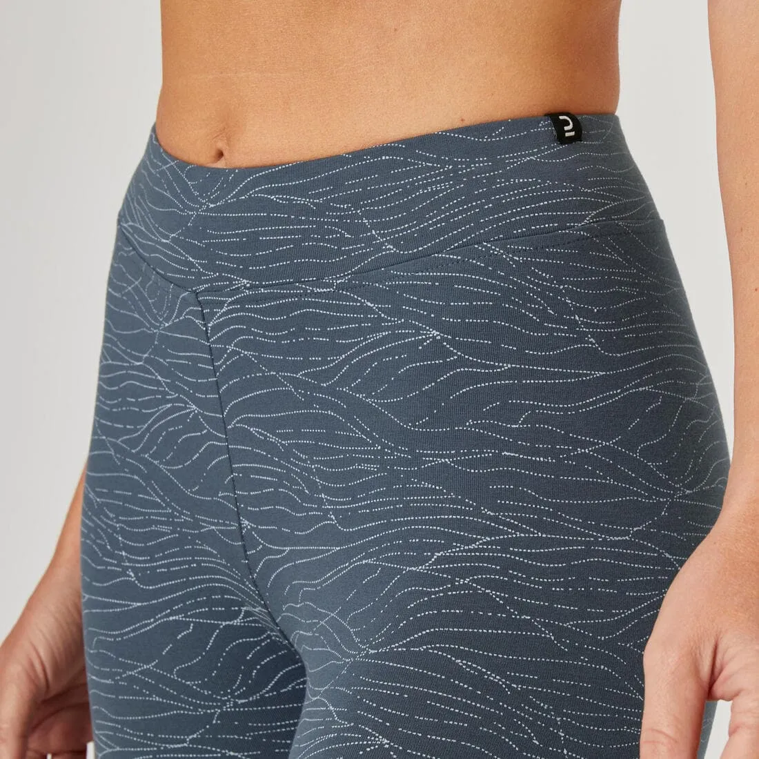 Legging 7/8 fitness femme Fit  - 500 Imprimé rose Fushia