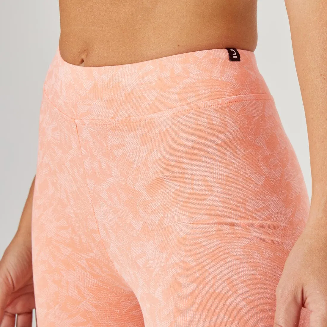 Legging 7/8 fitness femme Fit  - 500 Imprimé rose Fushia