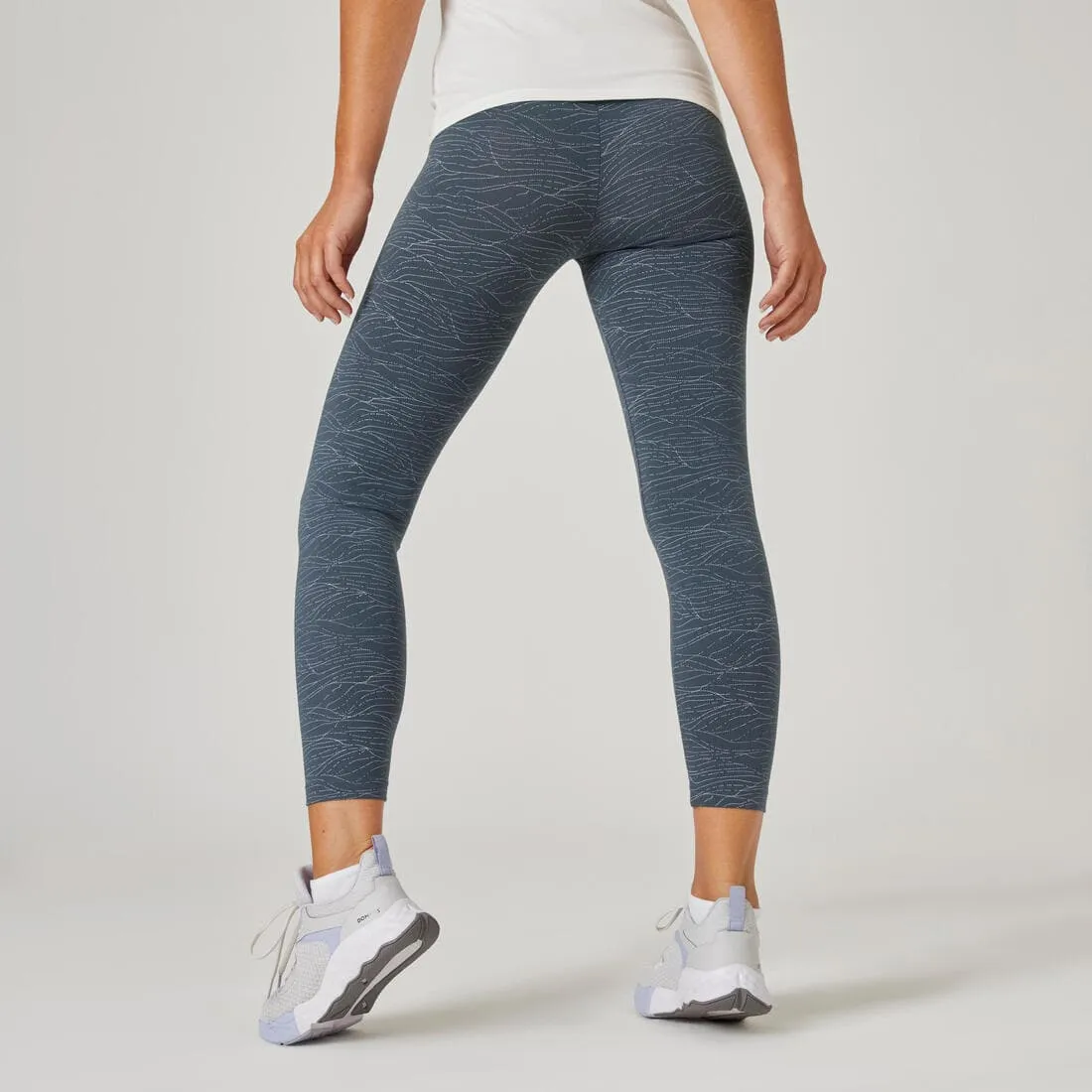 Legging 7/8 fitness femme Fit  - 500 Imprimé rose Fushia