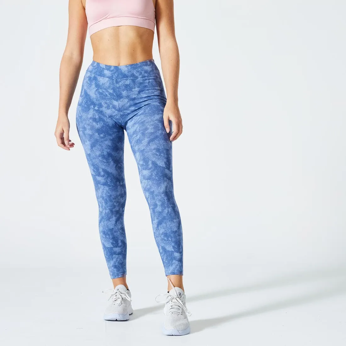 Legging 7/8 fitness femme Fit  - 500 Imprimé rose Fushia