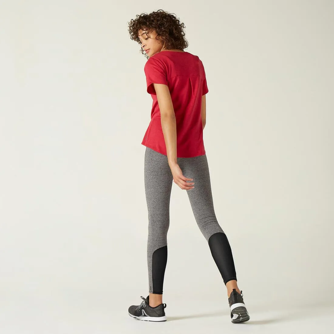 Legging Coton Extensible Fitness Taille Haute avec Mesh
