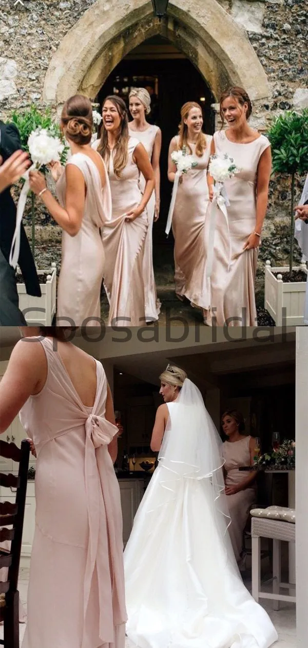 Long Country Sleeveless Summer Modest Unique Bridesmaid Dresses WG700
