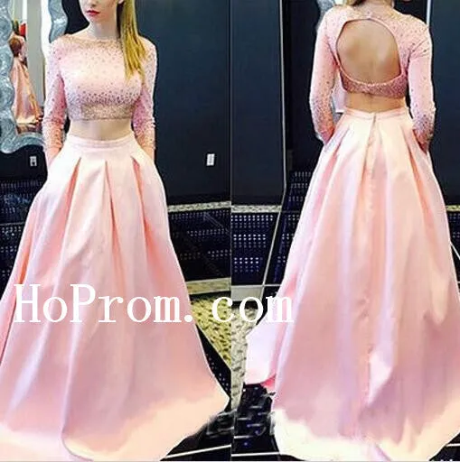 Long Sleeve Prom Dresses,Two Piece Prom Dress,Evening Dress