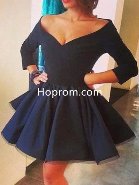 Long sleeves V-neck Off Shoulder Homecoming Dresses