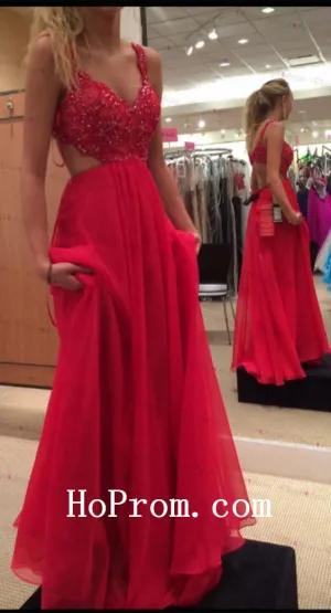 Long Straps Prom Dresses,Red Prom Dress,Evening Dress