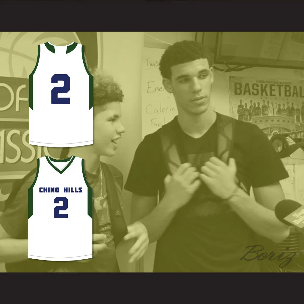 Lonzo Ball 2 Chino Hills High School Huskies White Basketball Jersey 2