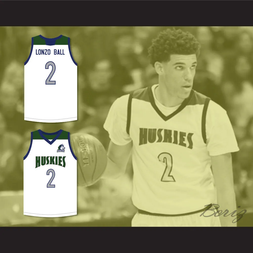 Lonzo Ball 2 Chino Hills Huskies White Basketball Jersey with Patch