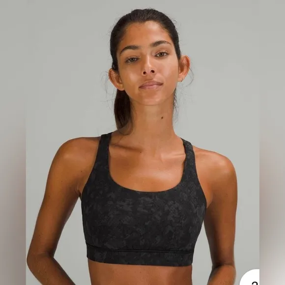 Lululemon Energy Black &amp; Gray Snake Strappy Sports Bra Athleisure Athletic 4