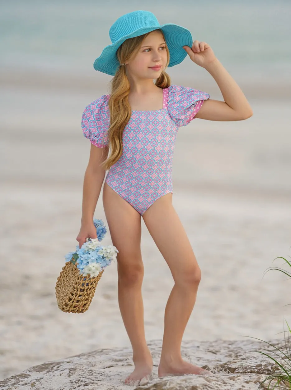 Made For Sunny Days Puff Sleeve One Piece Swimsuit