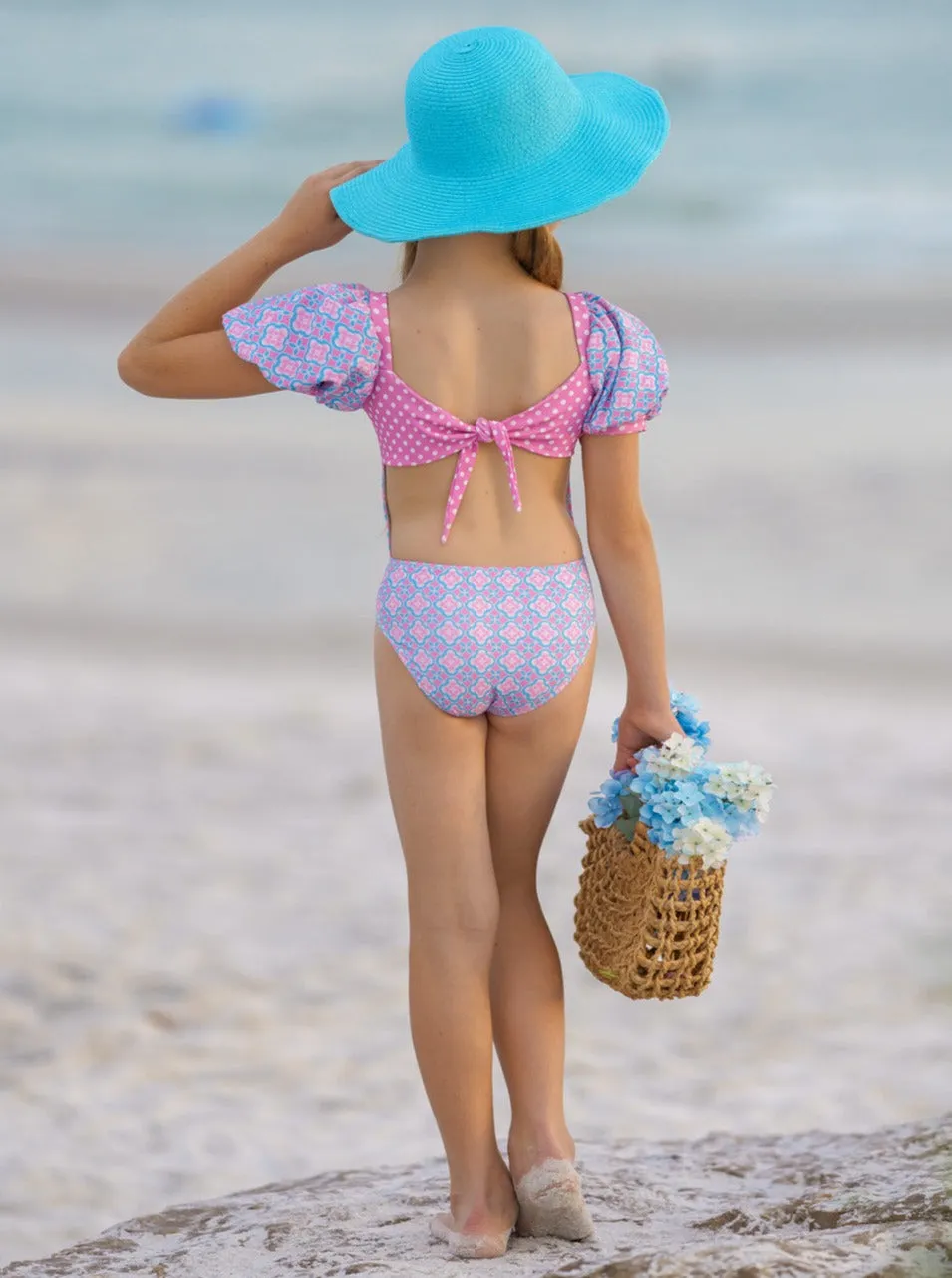 Made For Sunny Days Puff Sleeve One Piece Swimsuit