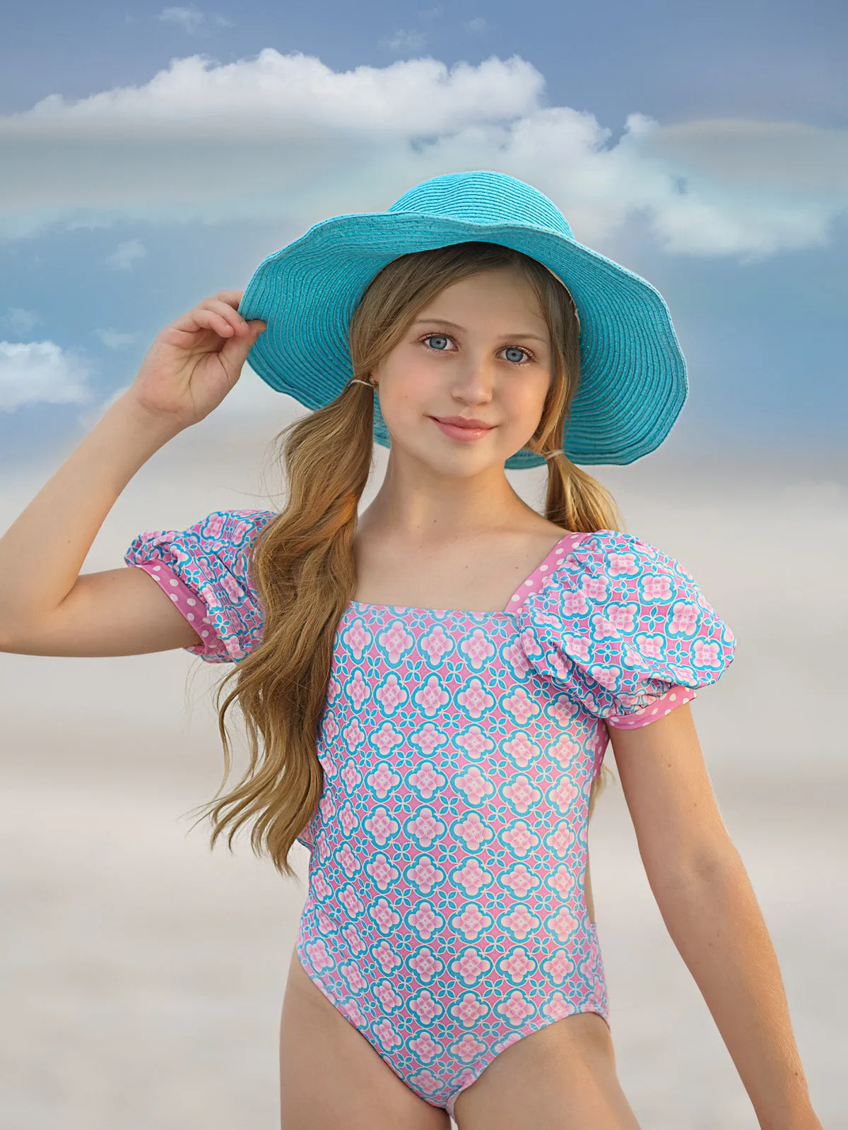 Made For Sunny Days Puff Sleeve One Piece Swimsuit