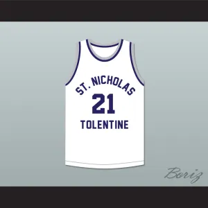 Malik Sealy 21 St. Nicholas of Tolentine High School White Basketball Jersey