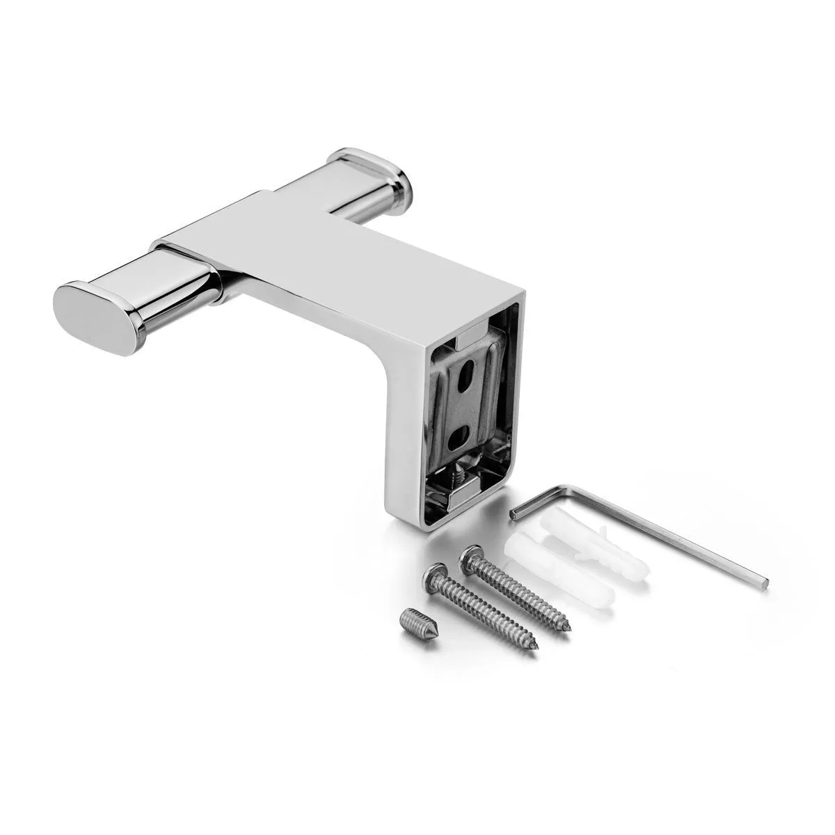 Maykke Dash Wall Mount Double Towel Hook Bathroom, Lavatory & Kitchen Towel Holder Solid Brass Robe, Coat, or Clothes Hanger for Bedroom, Entryway 3 Colors Polished Chrome DLA1010201