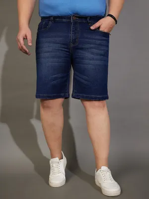 Men Plus Size Adeben-Navy Washed Shorts