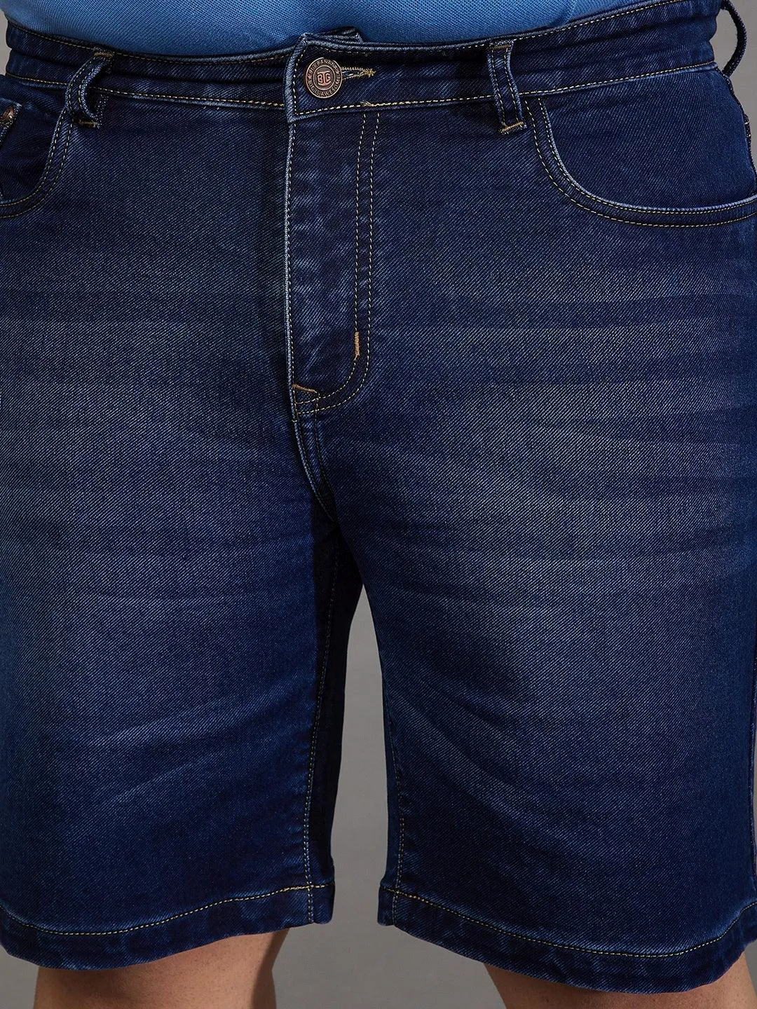 Men Plus Size Adeben-Navy Washed Shorts
